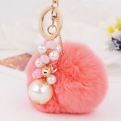 Keychain Ribbon, Kawaii Keychains, Pom Keychain, Car Key Ring, Fur Accessories, Tassels Fashion, Bag Charms, Discount Jewelry, Cute Keychain