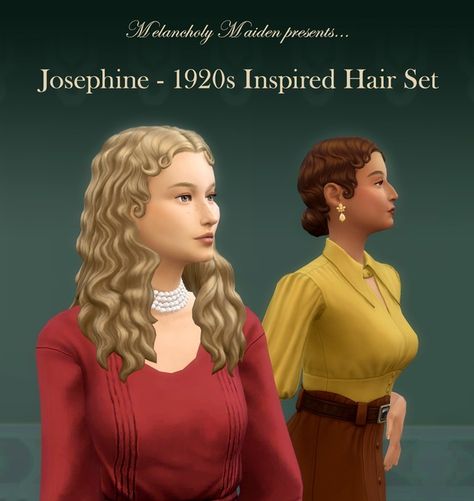 1920s Inspired Hair Set | Patreon 1700s Hair, 1920 Hair, Download Hair, Victorian Hairstyles, Hair Set, Sims Four, Wild Hair, Hair Setting, Ts4 Cc