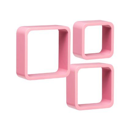 Premier Housewares Wall Cubes, Set of 3, Pink Cube Wall Shelf, Bedroom Moodboard, Pink Shelves, Accent Shelf, Wall Cubes, White Floating Shelves, Big Girl Bedrooms, Pine Walls, Cube Shelves