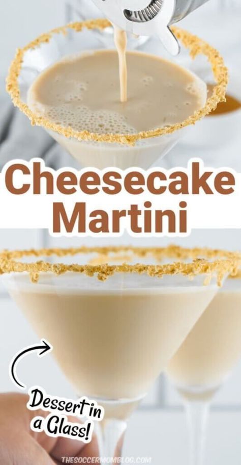 Cheesecake Martini, Desserts In A Glass, Martinis Drinks, Bourbon Tasting, Yummy Alcoholic Drinks, Martini Recipe, Alcoholic Beverage, Cracker Crust, Cocktail Night