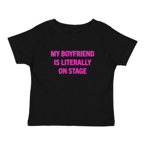 Rockstars Girlfriend Baby Tee Black handmade t... - Depop Text My Boyfriend, Fanfic Outfits, Handmade T Shirt, Rockstars Girlfriend, Concert Tops, Concert Top, Rockstar Girlfriend, Fun Shirts, Word Shirts