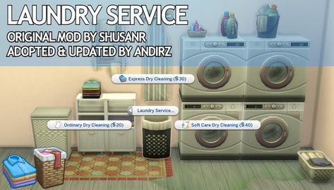 Laundry Service - The Sims 4 Mods - CurseForge Pirate Day, Washing Machine And Dryer, Laundry Service, Doing Laundry, Dirty Laundry, Sims Mods, Sims 4 Cc, Sims 4 Mods, The Sims 4