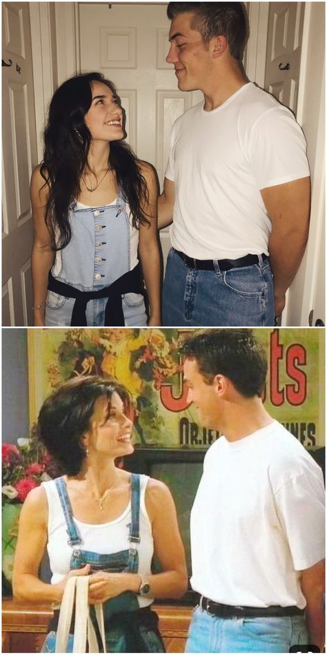 Monica And Chandler Costume, 90s Couples Costumes, Cute Couple Costumes For Halloween, Movie Couples Costumes, Partner Costumes, Couple Costumes For Halloween, Easy Couples Costumes, Funny Couple Costumes, Cute Couples Costumes