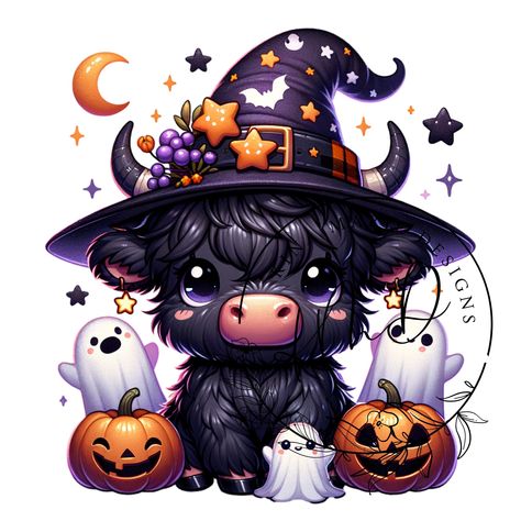 Halloween Highland Cow, Halloween Cow, Mini Cows, Friendly Ghost, Jack O'lantern, Halloween Wallpaper Iphone, Halloween Animals, Unique Halloween, Halloween Pictures