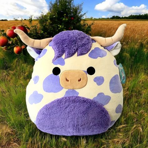 Cow Colour, Purple Cow, Pastel Purple, Cute Stuffed Animals, Highland Cow, Cream Color, Plush Toy, Pet Toys, Kids Toys