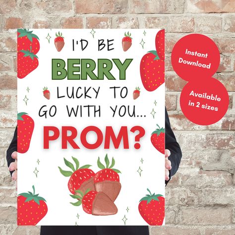 Cute Soccer Promposals, Strawberry Promposal, Promposal For Him, Prom Invites, School Dance Ideas, Promposal Ideas, Prom Posters, Cute Homecoming Proposals, Asking To Prom