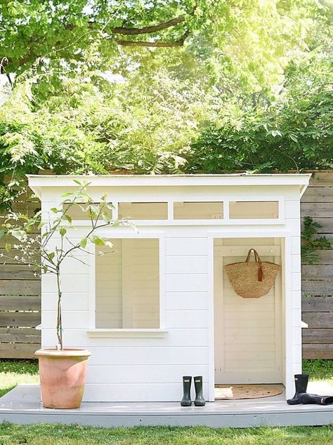 Modern Playhouse, Backyard Playhouse, Outdoor Play Areas, Diy Lawn, Outdoor Play Area, Cubby Houses, She Sheds, Backyard Play, Backyard For Kids