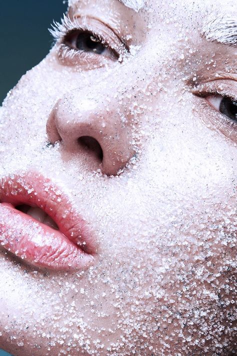 Why Ice Cold Skincare Is The Secret To Healthy Skin | British Vogue Ice On Face Aesthetic, Winter Beauty Photography, Ice Editorial, Gentiana Ffxv, Cold Photoshoot, Ice Photoshoot, Ice Makeup, Cold Photography, Cold Makeup