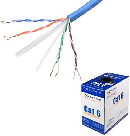 Cable Matters UL Listed Riser Rated (CMR) Bare Copper Cat 6, Cat6 Bulk Cable (Cat6 Ethernet Cable 1000 Feet) in Blue Cat6 Cable, Pvc Jacket, Voip Phone, Twisted Pair, Network Cable, Home Network, Ethernet Cable, Video Surveillance, Wireless Networking