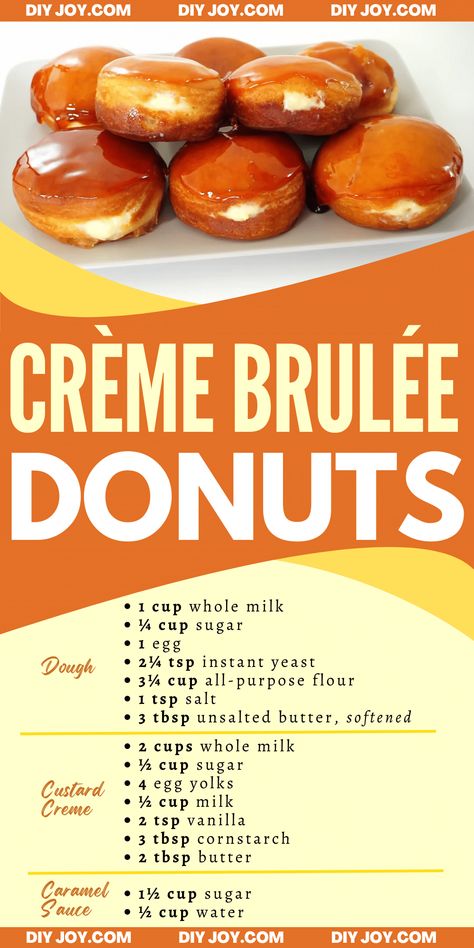 Super Easy Crème Brulée Donuts Recipe Recipe Donut, Layered Chocolate Cake, Doughnut Recipe Easy, Homemade Recipe Books, Easy Donut Recipe, Homemade Donuts Recipe, Creme Brulee Recipe, Brulee Recipe, Homemade Cookbook