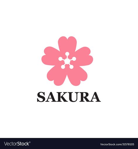 Sakura Logo, Flower Icons, Sakura Flower, Logo Design Template, Flower Images, Design Template, Vector Free, Royalty Free, Logo Design