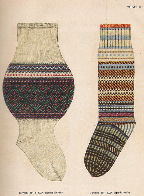 kleidersachen - petitepointplace: Estonian sock patterns. Lot’s... Colorwork Knitting Patterns, Knitted Accessories, Hungarian Embroidery, Colorwork Knitting, Yarn Inspiration, Mittens Pattern, Sock Patterns, Folk Costume, Diy Knitting