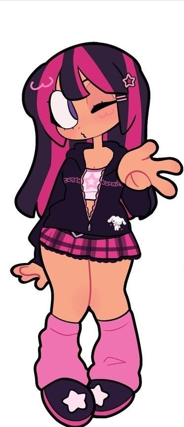 Not Mine, So Cute, Hair, Pink, Black, Art