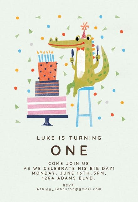 Wishful Thinking - Birthday Invitation Template (Free) | Greetings Island Simple Birthday Invitations For Kids, Illustrated Birthday Invitations, Free Editable Birthday Invitations, Bday Invitation Cards For Kids, Kids Invitations Birthday, Party Animal Invitation, Birthday Party Illustration, Kids Birthday Invitation Card, Birthday Card Invitation