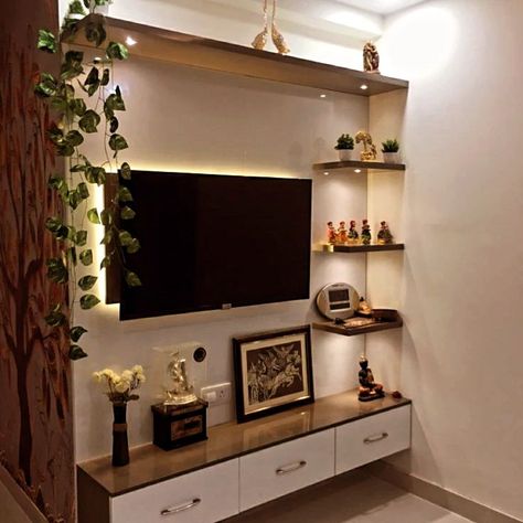 Tv Unit Decoration Ideas, Tv Unit Decor Ideas Indian, Aesthetic Tv Unit, Tv Unit Vintage Living Rooms, Indian Tv Unit, Vintage Tv Unit, Tv Unit Indian Style, Indian Style Tv Unit Design, Traditional Indian Tv Unit Design