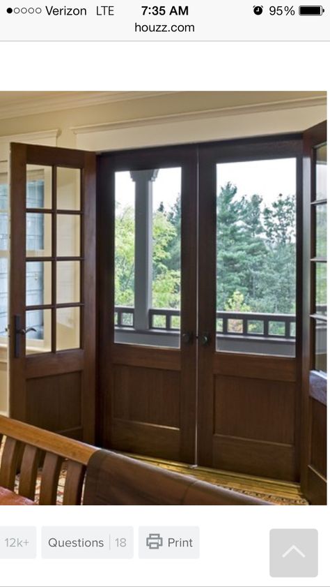 Deck Doors, Front Door With Screen, Double Front Entry Doors, Double Door Entryway, French Front Doors, Double Door Entrance, House Club, Front Door Makeover, Storm Doors