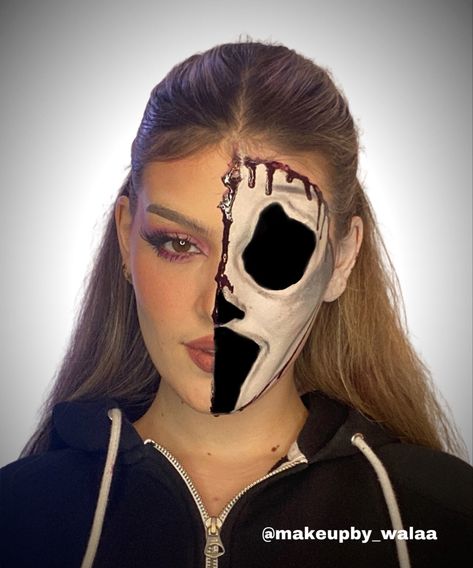 #halloween #makeup #halloweenmakeup #ghostface #ghostfacemakeup Ghostface Makeup Halloween, Ghostface Face Paint, Ghostface Makeup Look, Ghost Makeup Halloween, Ghost Face Makeup, Ghostface Makeup, Ghost Makeup, Almond Eye Makeup, Halloween 2022