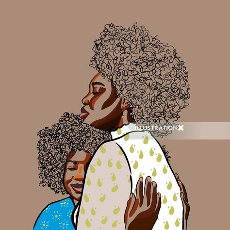 A Hug From Mommy Medium: Digital Client: self generated A Dedication to Moms Instagram series Black Mom Cartoon, Black Motherhood Art, Black Mom Illustration, Black Mother Painting, Black Motherhood Painting, American Children, Afrocentric Art, Family Art, Original Wall Art