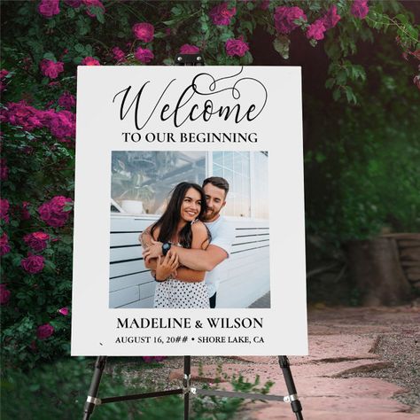 Welcome to our Beginning Calligraphy Photo Wedding Foam Board Beginning Calligraphy, Welcome To Our Beginning Sign, Welcome To Our Beginning, Wedding Foam Board, 35th Birthday, Bride And Groom Pictures, Wedding Welcome Sign, Wedding Welcome Signs, Photo Wedding