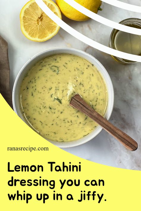 Vegan Tahini Dressing, Tahini Salad Dressing, Tahini Dressing Recipe, Dill Dressing, Lemon Tahini Dressing, Salad Dressing Recipes Homemade, Buddha Bowls, Veggie Dip, Lemon Herb