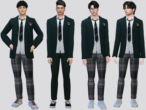 Urban Jeans, Sims 4 Traits, High School Uniform, Men's Uniforms, Boys Uniforms, High School Outfits, Japan Outfit, Sims 4 Dresses, Sims 4 Toddler