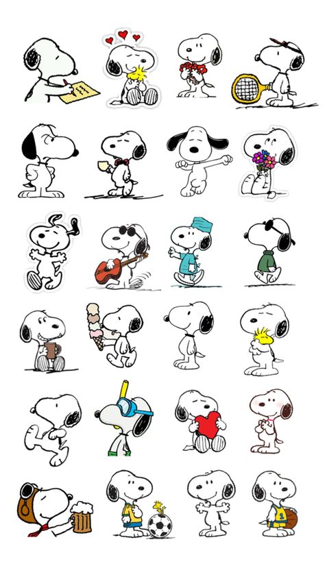 Simple Snoopy Drawing, Snoopy Doodle, Snoopy Collage, Comics About Love, Summer Snoopy, Snoopy Stickers, Funny Pictures Of Animals, Snoopy Drawing, Snoopy Characters