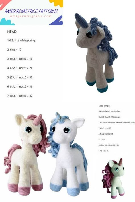 Crocheted Unicorns Free Patterns, Small Unicorn Crochet Pattern Free, Free Crochet Pattern Unicorn, Crocheted Unicorn Pattern Free, Amigurumi Free Pattern Unicorn, No Sew Unicorn Crochet Pattern, Free Unicorn Crochet Pattern, Unicorn Crochet Pattern Free, Crochet Pegasus