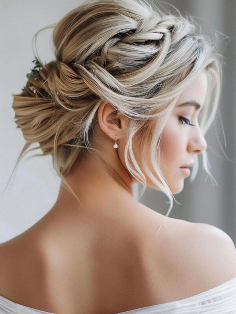 Bridesmaid Hairstyles for Short Hair 2024: Chic Ideas and Trends Wedding Braid Hairstyles Short Hair, Bride Hairstyles For Fine Hair, Short Hair Bridal Hairstyles, Bridesmaid Hairstyles For Short Hair, Wedding Hairstyles Short, Wedding Hairs, Bridesmaid Hair Inspo, Long Haircuts With Bangs, Sleek Short Hair