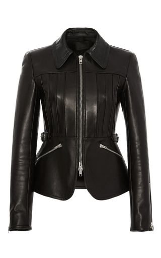 Shrunken Peplum Leather Jacket by ALEXANDER WANG for Preorder on Moda Operandi Peplum Leather Jacket, Happy Clothes, Fur Leather Jacket, Peplum Jacket, Chic Leather, Real Leather Jacket, Fashion Inspiration Design, Leather Jacket Black, Looks Chic