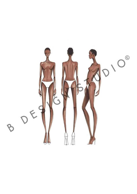 Female Croqui Template Coloured Front, Side and Back - Etsy UK Croqui Template, Female Croqui, Female Croquis, Silhouette Mode, Fashion Figure Templates, Fashion Illustration Poses, Fashion Model Sketch, Croquis Fashion, Fashion Croquis