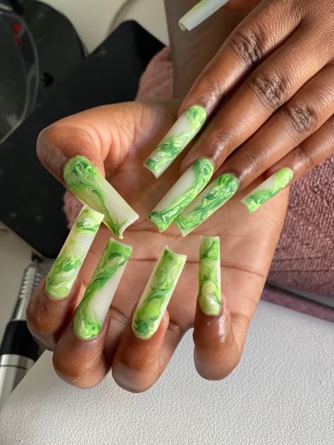 This nails done by Pamela 
Nails and makeup by Pamela Lime Green Marble Nails, Green Marble Nails, Green Acrylic Nails, Marble Nail Designs, Green Nail, Long Acrylic Nails Coffin, Nail Envy, Long Acrylic, Marble Nails