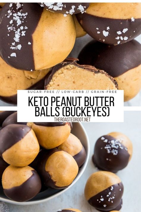 Keto Peanut Butter Balls, Keto Buckeyes, No Bake Peanut Butter Balls, Peanut Butter Balls Easy, Keto No Bake, Buckeye Balls, Peanut Butter Buckeyes, Fat Bomb Recipes, Peanut Butter Balls Recipe