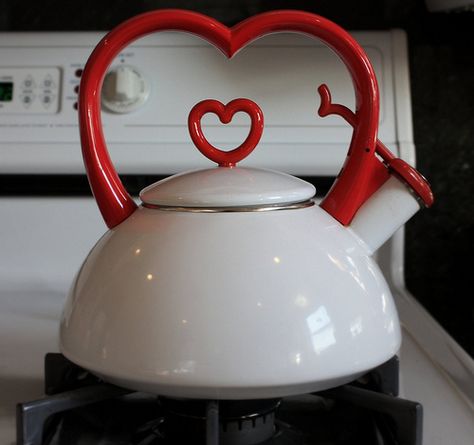 . Red Hearts, Tea Kettle, Tea, Red