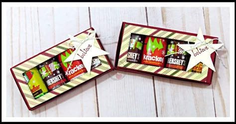 Christmas Treat Holders, Quick Easy Christmas Treats, Easy Christmas Treat, Paper Crafts Christmas, Christmas Treat Boxes, Treat Boxes Diy, Christmas Bazaar Crafts, Making Boxes, Table Favours