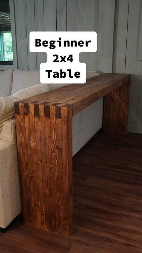 Beginner fIrly easy console table out if a 2x4. #diy #diytable #builde... | DIY Console Table | TikTok Entry Table Plans, 2x4 Console Table Easy Diy, Diy Behind Couch Table, Sofa Table Diy, Diy Hallway Table, End Tables Diy, Console Table Diy, 2x4 Projects Diy, 2x4 Table