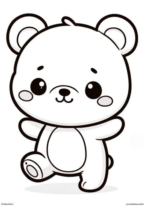 Free Cute Coloring Pages Printables, Cute Things To Color, Chibi Coloring Pages, Free Coloring Pages For Kids, Free Kids Coloring Pages, Easy Animal Drawings, Cute Easy Doodles, Love Coloring Pages, Cute Bear Drawings