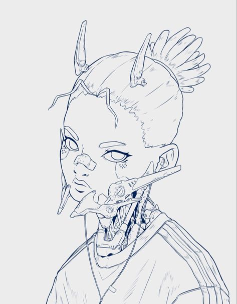 Cyberpunk Art Drawing, Cyberpunk Anime Drawing, Looking Up Drawing, Cyberpunk Sketch, Cyberpunk Character Sketch, Cyberpunk Drawing Sketch, Cyberpunk Edgerunners Drawing Sketch, Cyberpunk Sketchbook, Cyberpunk Lineart