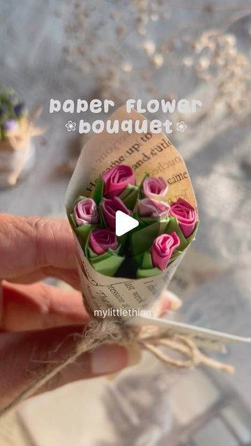 mylittlethings🌸 on Instagram: "Paper flower bouquet 💖✨
.
.
Ref: pinterest
.
.
.
Handmade gift, diy bouquet, cute paper flower, origami flowers, diy tutorial, paper flower tutorial, cute gift ideas, simple gift, #cutegifts #paperflowers #paperflowerbouquet #origami #paperflowers #handmadecrafts #diycrafts #cutediy" How To Make A Paper Bouquet, Origami Flowers Diy, Paper Flower Origami, Bouquet Cute, Origami Flower Bouquet, Flower Origami, Winter Paper, Cute Gift Ideas, Cute Paper