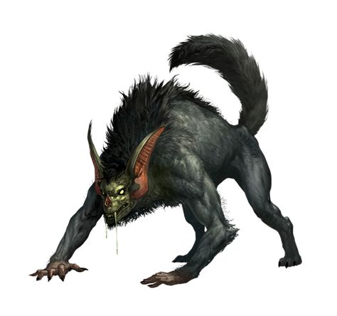 Barghest - Pathfinder 2E PFRPG DND D&D 3.5 5E 5th ed d20 fantasy Pathfinder 2e, Mythical Creatures Fantasy, Dragon Rpg, Creature Artwork, Demon Art, Magical Art, Fantasy Monster, Fantasy Adventure, Mythological Creatures