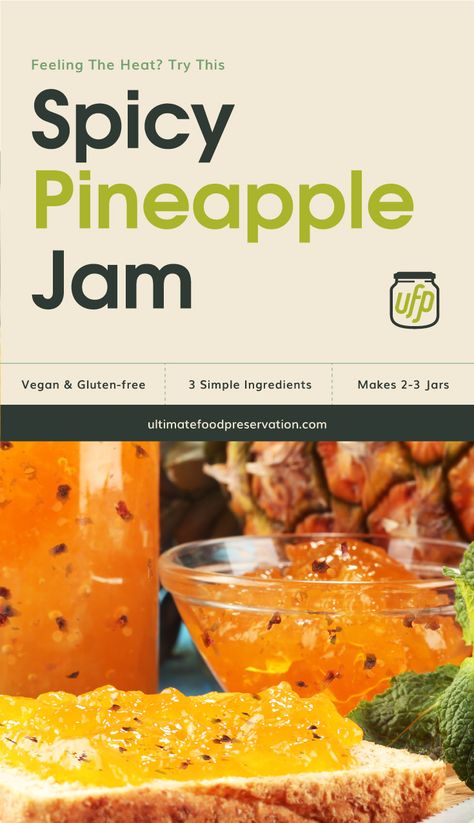 Looking for ways to preserve pineapples? Try this easy pineapple pepper jam, a sweet and spicy treat that goes well with toast for a quick energizing breakfast. Made with no pectin, this quick homemade jam recipe is ideal for beginners since it doesn't require any canning procedures. | More jam and jelly recipes at ultimatefoodpreservation.com #mangorecipes #freezerjam #pectinfreejam #habanerorecipes #pineapplerecipes Jam And Jelly Recipes, Red Pepper Jelly Recipe, Pineapple Jam Recipe, Habanero Recipes, Jalapeno Pepper Jelly, Pepper Jam, Pepper Jelly Recipes, Spicy Pineapple, Energizing Breakfast