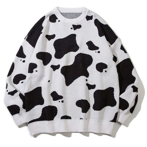 cow print sweater Pattern Outfits, Top Streetwear Brands, Aelfric Eden, Oversized Knitted Sweaters, Clothing Details, Cow Pattern, Pattern Sweater, Cute Sweaters, Casual Sweaters