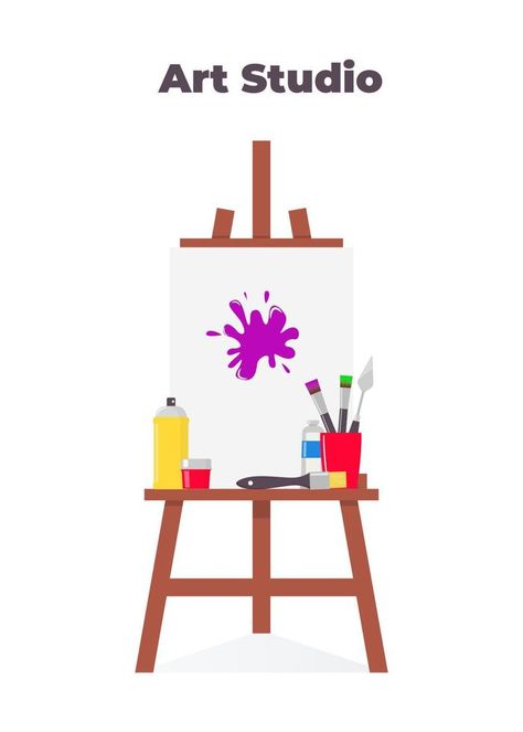 Easel, canvas, paint and all necessary tools for drawing. Beautiful composition for advertising art Studio. Easel Drawing, Drawing Easel, Art Advertising, Drawing Beautiful, Beautiful Composition, Studio Studio, Canvas Paint, Scrapbooking Embellishments, Graphics Designer