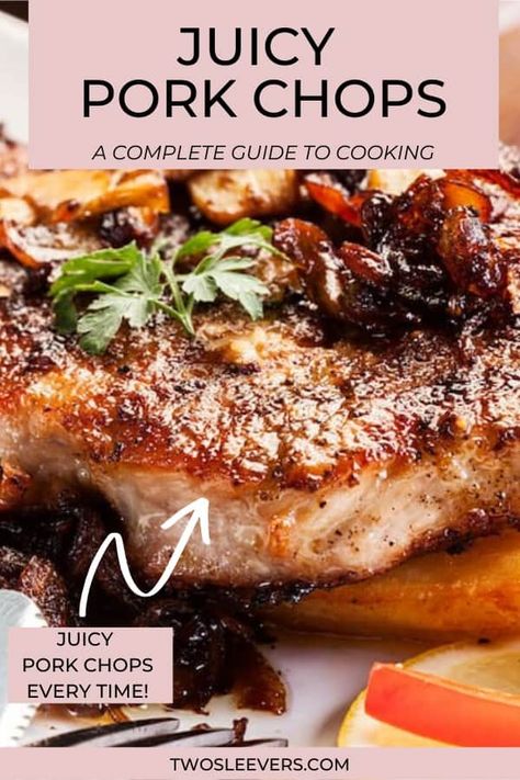 How To Make Juicy Pork Chops|Stovetop, Air Fryer, & Instant Pot Juicy pork chops are delicious but hard to attain since they are so very easy to overcook. Instructions for how to get perfect pork chops no matter how you cook, them, plus tips and tricks to keep pork chops from drying out. #TwoSleevers #PorkChops #JuicyPorkChops #InstantPotRecipe #StoveTopRecipe #AirFryerRecipe #SousVideRecipe #TrustUrvashi #PorkChopsRecipe #PorkRecipe #HowToCookPorkChops Sousvide Recipe, Pork Loin Chops Recipes, Cooking Boneless Pork Chops, Perfect Pork Chops, Center Cut Pork Chops, Keto Pork Chops, Instant Pot Pork Chops, Tender Pork Chops, Cooking Pork Chops