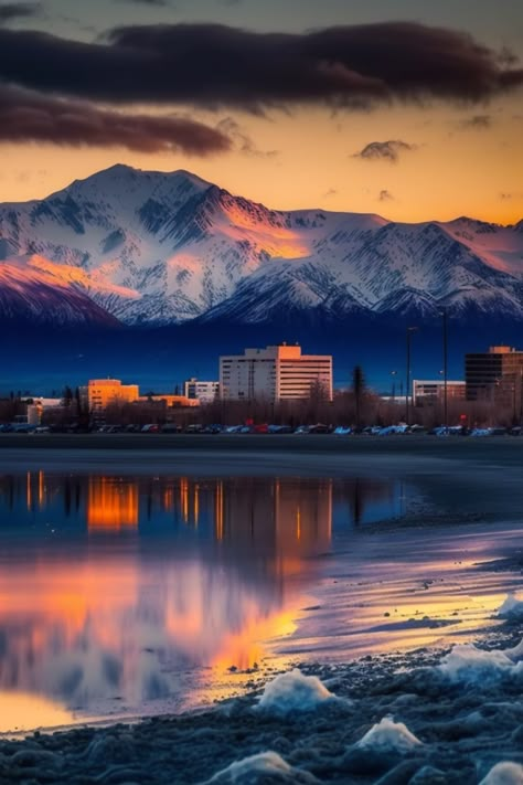 Explore the rugged beauty of Anchorage, Alaska. Hike through stunning national parks, witness the Northern Lights, and spot wildlife like bears and moose. Experience local culture at the Alaska Native Heritage Center and sample delicious seafood. Anchorage offers a unique and unforgettable travel experience. #Travel #Fun #Alaska #Anchorage #Tips #Visit Living In Alaska Aesthetic, Alaska Aesthetic Summer, Anchorage Alaska Aesthetic, Anchorage Alaska Winter, Alaska Summer, Alaska Photography, Anchorage Alaska Photography, Alaska Adventures, Anchorage Alaska