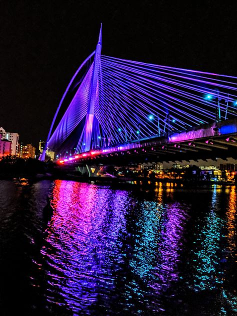 Name of Structure: Seri Wawasan Bridge Location: Putrajaya, Malaysia Date Completed: 2003 Architect: Perbadanan Putrajaya Engineer: NA Putrajaya Bridge, Putrajaya Malaysia, Bridge Night, Burning Bridges, Putrajaya, The Bridge, Sydney Opera House, Real Life, Arch