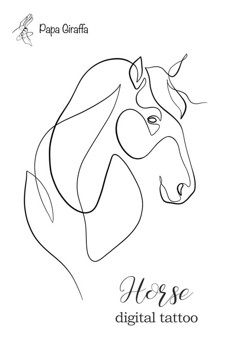 Simply download the files and send them to your tattoo artist! One Line Horse Tattoo, Minimalist Horse Tattoo, Tattoo Printable, Small Horse Tattoo, Horses Logo, Horse Outline, Hand Outline, Dog Line Drawing, Horse Tattoo Design