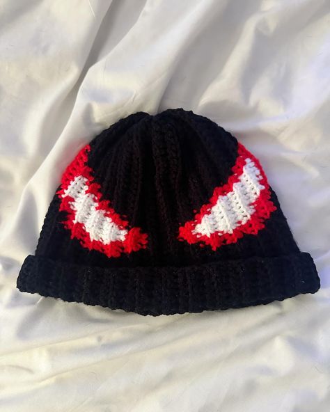 Miles Morales spider man beanie 🕷️🕸️ - - Check out my etsy for this handmade crochet beanie! Etsy linked in bio 🕷️ ($25) - - #crochet #spiderman #intothespiderverse #milesmorales #handmade #crochetbeanie #beanie #crochetmilesmorales # #crochetbeanie Crochet Miles Morales, Spiderman Intothespiderverse, Spider Man Beanie, Crochet Spiderman, Miles Morales Spider, Miles Morales Spider Man, Crochet Mens Hat, Cool Beanies, Men's Beanies