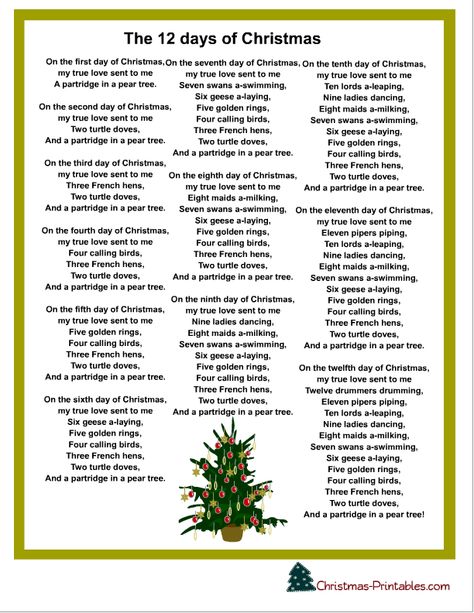 12 Days Of Christmas - Lyrics! Christmas Carols Lyrics, Christmas Carols Songs, Christmas Songs Lyrics, Xmas Songs, 12 Days Of Xmas, Christmas Lyrics, Hymns Lyrics, Christmas Sheet Music, Favorite Christmas Songs