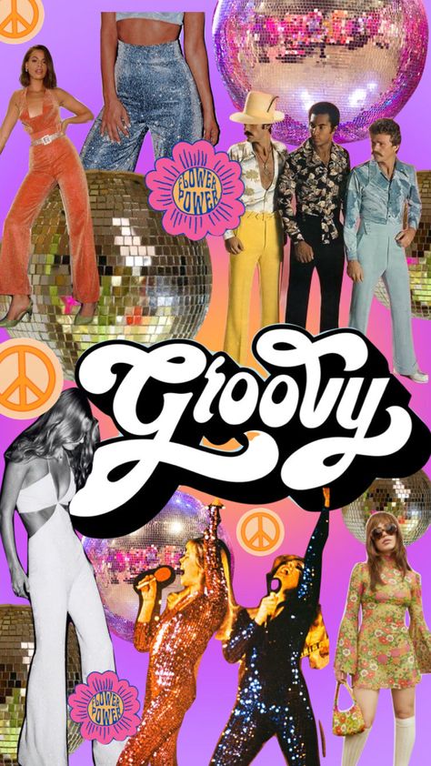 #groovy #disco #aesthetic #moodboard #wallpaper #aestheticmoodboard #peace #flowerpower #disco #seventies #love Groovy Glam, Groovy Vibes, Groovy Disco Party, Groovy Aesthetic 70s, Retro Disco, 60s Disco, Nye Theme, Disco 80, Decades Party