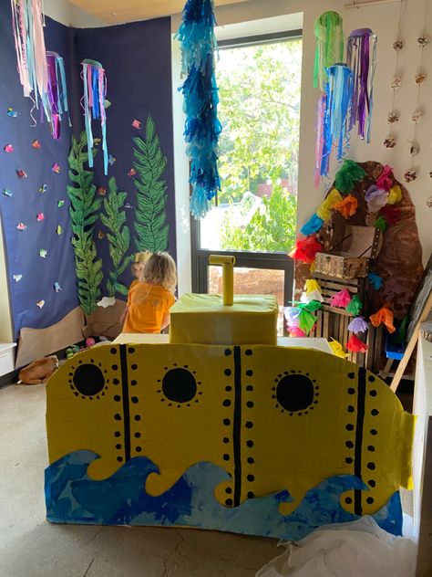 Water Theme Dramatic Play Area, Water Study Creative Curriculum Dramatic Play, Ocean Themed Dramatic Play Center, Sea Life Dramatic Play, Submarine Dramatic Play, Aquarium Dramatic Play Preschool, Under The Sea Role Play Area, Ocean Inquiry Kindergarten, Dramatic Play Ocean Theme